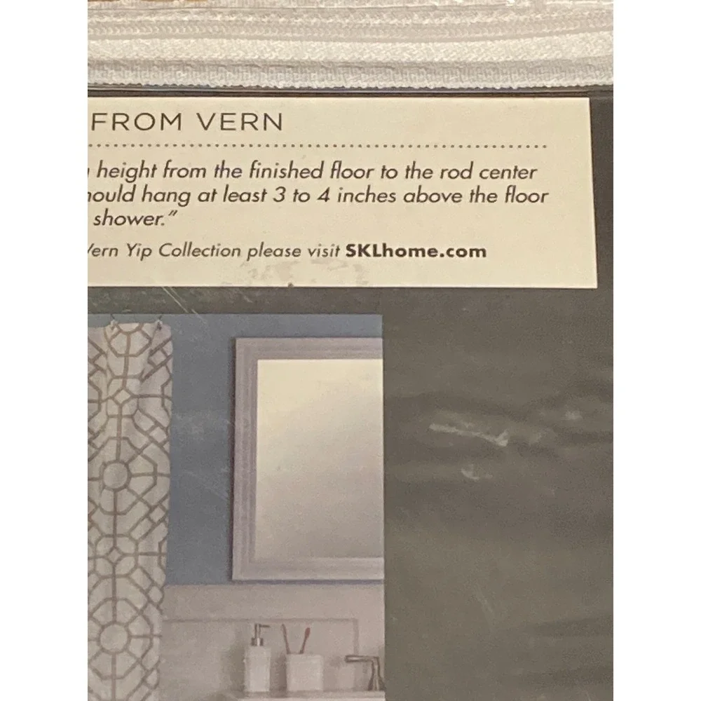 Vern Yip SKL Home Bamboo Lattice Shower Curtain Tan White 70x72 New
